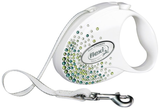 Автоматичен повод с лента Flexi Glam Splash S Автоматичен повод с лента Flexi Glam Splash S - 3 m, за кучета до 12 kg, с кристали - продукт