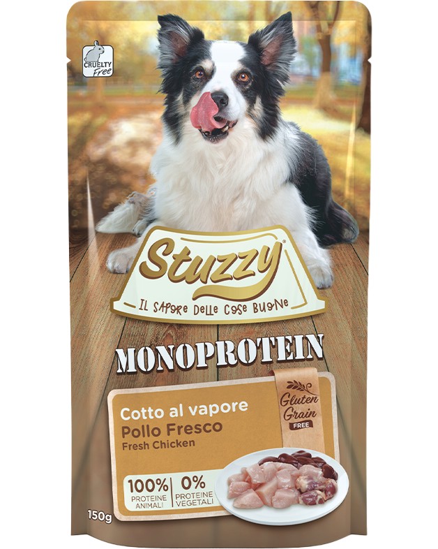 Пауч за кучета Stuzzy Monoprotein Adult Пауч за кучета Stuzzy Monoprotein Adult - 150 g, с пилешко, в зряла възраст - храна