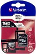 Micro SDHC ����� ����� 16 GB Verbatim Premium U1 - Class 10 ��� SD ������� - 