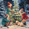 Рисуване по номера Ideyka - Коледно дърво на приятелството - 40 x 40 cm -