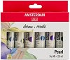 Акрилни бои Royal Talens Standart - Перлени цветове - 6 цвята x 20 ml от колекцията Amsterdam - боя