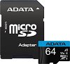 Micro SDXC ����� ����� 64 GB ADATA Premier - Class 10, UHS-I U1, V10, ��� SD ������� - 