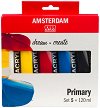 Акрилни бои Royal Talens Standart - Първични цветове - 5 цвята x 120 ml от колекцията Amsterdam - боя