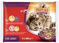 Паучове за котки PROPESKO - 4 x 100 g, с пилешко и черен дроб и с агнешко и пилешко в сос - храна