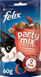 Лакомство за котки Felix Party Mix - 60 g, с говеждо, пилешко и сьомга, в зряла възраст - продукт