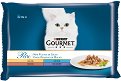 Паучове за котки Gourmet - 4 x 85 g, с пуешко, агнешко, патешко месо и риба тон в сос, от серията Perle, за над 1 година - продукт