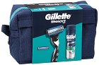 Подаръчен комплект за мъже с несесер Gillette Mach 3 - Самобръсначка, гел за бръснене и резервно ножче - продукт