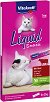 Кремообразни лакомства за котки Vitakraft Liquid Snack - Опаковка от 6 x 15 g, с говеждо и котешка трева, за над 3 месеца - храна