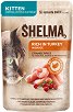 Пауч за котки SHELMA Kitten - 85 и 28 x 85 g, с пуешко и боровинки в сос, от 4 до 12 месеца - храна