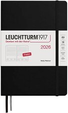 Тефтер Leuchtturm1917 Daily Planner 2026 — Black, A5, с редове