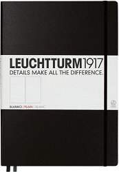 Тефтер с твърди корици Leuchtturm1917 Master Classic — черен, A4+, с бели листове