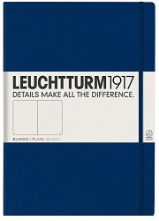 Тефтер с твърди корици Leuchtturm1917 Master Classic — син, A4+, с бели листове