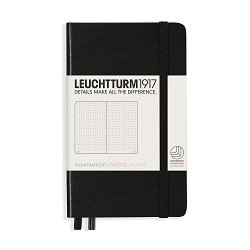 Тефтер с твърди корици Leuchtturm1917 Notebook Pocket — Black, А6, на точки