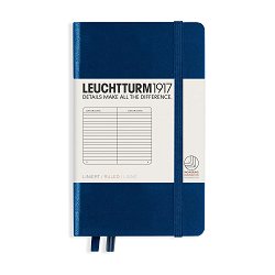 Тефтер с твърди корици Leuchtturm1917 Notebook Pocket — Navy, A6, с редове