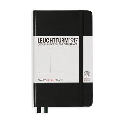 Тефтер с твърди корици Leuchtturm1917 Notebook Pocket — Black, A6, с бели листове