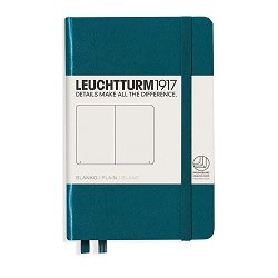 Тефтер с твърди корици Leuchtturm1917 Notebook Pocket — Pacific Green, A6, с бели листове