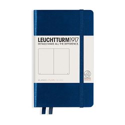 Тефтер с твърди корици Leuchtturm1917 Notebook Pocket — Navy, A6, с бели листове