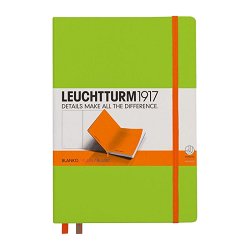 Тефтер с твърди корици Leuchtturm1917 BiColore — Lime - Orange, А5, с бели листове