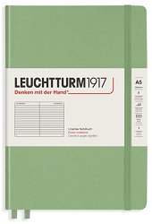 Тефтер с твърди корици Leuchtturm1917 Medium — Sage, A5, с редове от серията Muted Colors