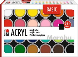 Акрилни бои Marabu Basic Colors — 24 цвята x 18 мл