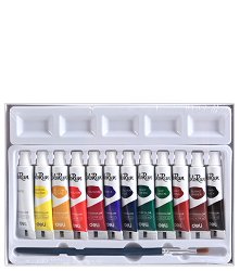 Акварелни бои Deli — 12 цвята x 5 мл с четка от серията Colorun