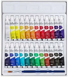 Акварелни бои Deli — 24 цвята x 5 мл с четка от серията Colorun
