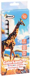 Темперни бои B-Max — 12 мл, 12 цвята x от серията Color Lands