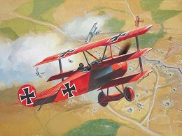 Трикрилен военен самолет - Fokker DR.1 - Сглобяем авиомодел - комплект с лепило и бои — Revell 64116