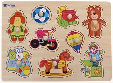 Играчките - Дървен пъзел с дръжки в подложка — Andreu Toys 16454