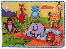 Сафари - Детски дървен пъзел — Andreu Toys 16435
