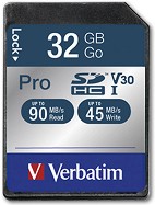 SDXC   32 GB Verbatim Pro Secure - Class 10, U3, V30 - 