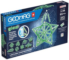 Светещ магнитен конструктор Geomag - Glow - От 93 част