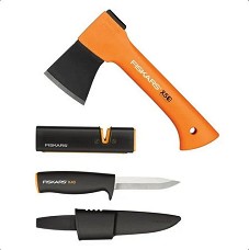 Брадва за къмпинг, универсален нож и точило Fiskars - Модели X5, K40 и Xsharp