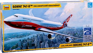 Пътнически самолет - Boeing 747-8 - Сглобяем авиомодел — Zvezda 7010