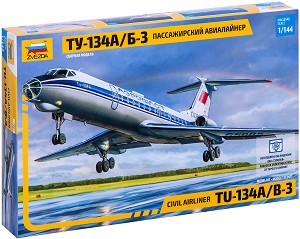 Пътнически самолет - Ту-134А/Б-3 - Сглобяем авиомодел — Zvezda 7007