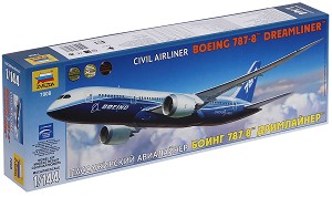 Пътнически самолет - Boeing 787-8ТМ "Dreamliner" - Сглобяем авиомодел — Zvezda 7008