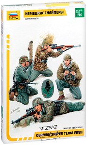 Немски снайперисти - Комплект от 4 сглобяеми фигури — Zvezda 3595