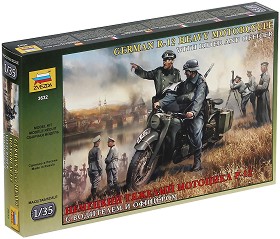 Немски мотор - BMW R-12 с мотоциклетист и офицер - Сглобяем модел — Zvezda 3632