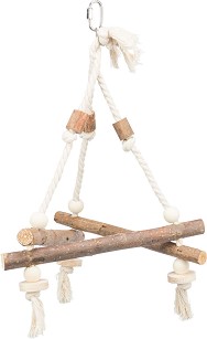 Дървена люлка за малки и средни птици Trixie Swing on Rope - 27 × 27 × 27 см