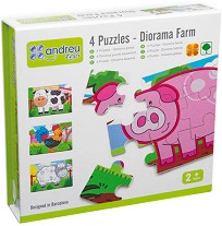 Ферма - 4 пъзела от 12 части в кутия — Andreu Toys 16461