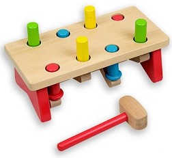 Детско чукче с тезгях и нитове - Дървена играчка — Andreu Toys 16322