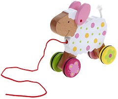 Овчицата Сузи - Дървена играчка на колелца — Goki 54932