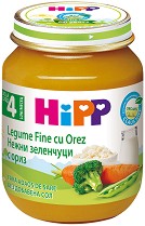 Био пюре от нежни зеленчуци с ориз HiPP - 125 g, за 4+ месеца - пюре