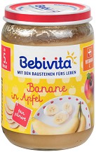 Пюре от ябълка и банан Bebivita - 190 g, за 4+ месеца - пюре