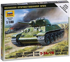 Съветски среден танк Т - 34 / 76 - Сглобяем модел от серията "Великата отечествена война" — Zvezda 6101