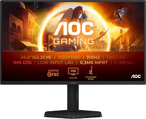  AOC 25G4SXU - 24.5", Fast IPS, 310 Hz, 16:9, 1920 x 1080, 0.3 ms, 2 x HDMI, 4 x USB-A - 