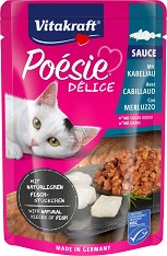Пауч за котки Vitakraft Delice - 85 г, с атлантическа треска, от серията Poesie