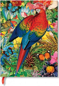 Тефтер Paperblanks Tropical Garden - 18 × 23 см, с широки редове от колекцията Nature Montages