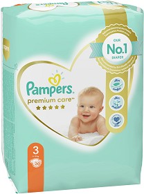 Пелени Pampers Premium Care 3 - 20÷120 броя, за бебета 6-10 kg - продукт