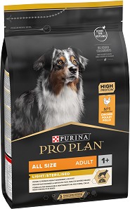 Суха храна за контрол на теглото и за кастрирани кучета Purina Pro Plan Light Sterilised Adult All Size — 14 кг, с пилешко, в зряла възраст, до 70 кг